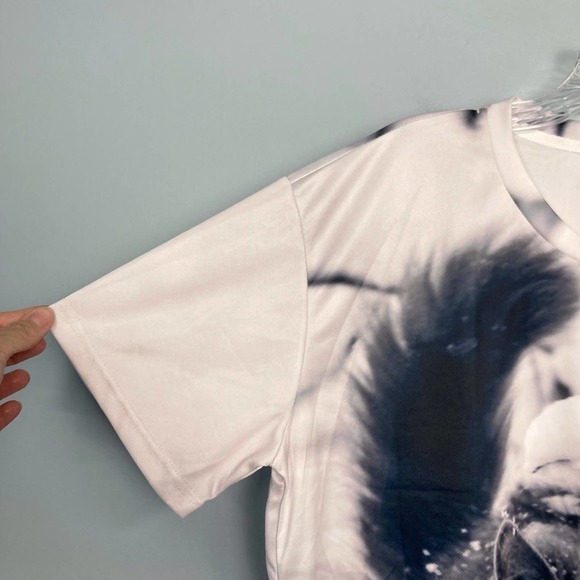 𝅺bian Yi Long Snow Cat All Over Print Crew Neck Tee Shirt Size 3XL Runs Small - Picture 6 of 11